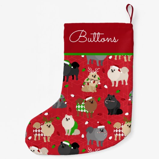 Individuelle Name für Weihnachten Spitz Kleiner Weihnachtsstrumpf (Rückseite)