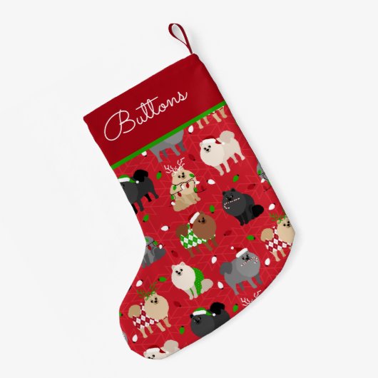 Individuelle Name für Weihnachten Spitz Kleiner Weihnachtsstrumpf (Rückseite (Hängend))