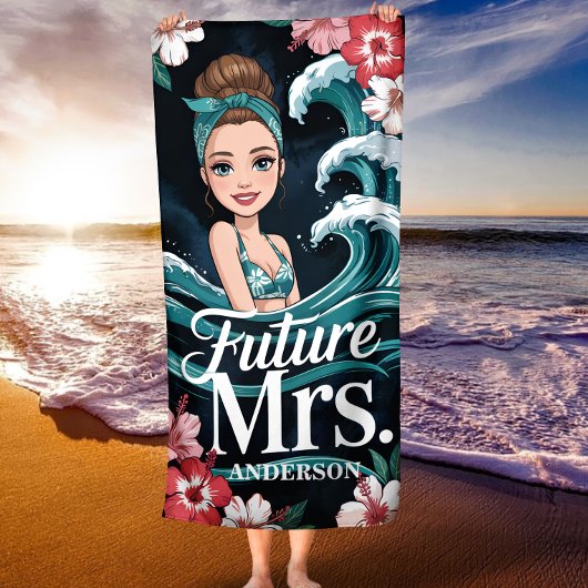 Individuelle Name Future Mrs Beach Wave Messy Bun Strandtuch
