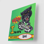 Individuelle Name Gamer Square Wall Clock - Grünes Quadratische Wanduhr (Winkel)