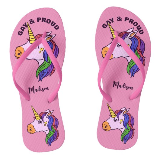 Individuelle Name Gay Unicorn Badesandalen (Fußbett)
