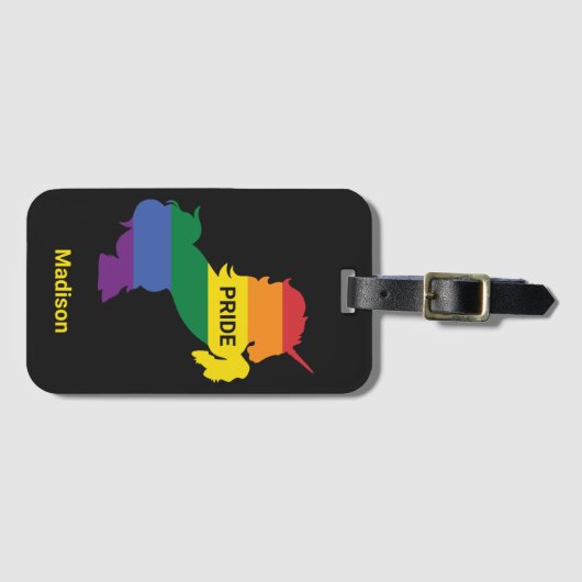 Individuelle Name Gay Unicorn Gepäckanhänger (Vorderseite (Horizontal))