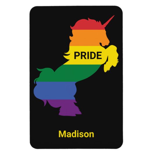 Individuelle Name Gay Unicorn Magnet (Vertikal)