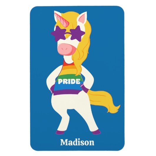 Individuelle Name Gay Unicorn Magnet (Vertikal)