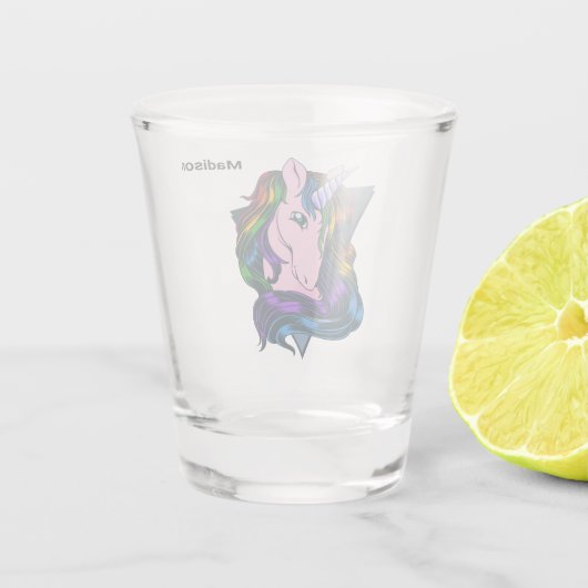 Individuelle Name Gay Unicorn Schnapsglas (Rückseite)
