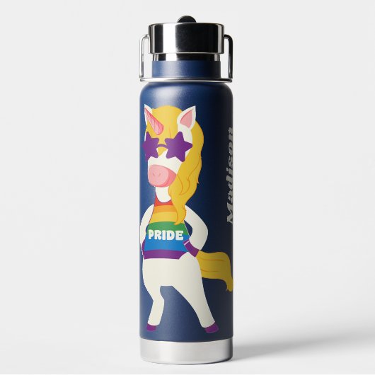 Individuelle Name Gay Unicorn Trinkflasche (Hinten)