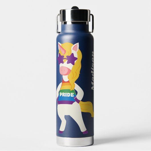 Individuelle Name Gay Unicorn Trinkflasche (Vorderseite)