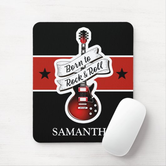 Individuelle Name Geboren zu Rock & Roll Gitarrist Mousepad (Mit Mouse)