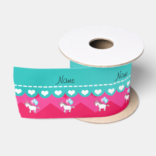 Individuelle Name Geburtstag Einhorn-heiß-rosa Che Satinband