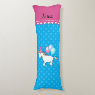 Individuelle Name Geburtstag unicorn blaue Polka P Seitenschläferkissen