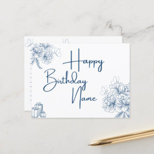 Individuelle Name Geburtstags Gruß - Blumen und Sc Postkarte