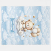 Individuelle Name Geburtstagsdecke mit Teddybär Fleecedecke (Vorderseite (Horizontal))