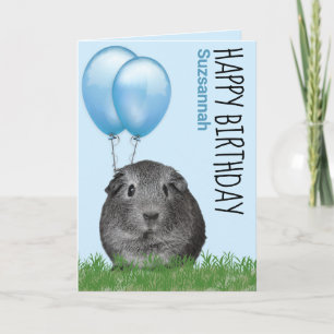 Individuelle Name Geburtstagsfeier Guinea Pig Blue Karte