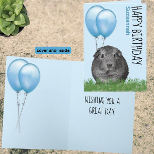 Individuelle Name Geburtstagsfeier Guinea Pig Blue Karte
