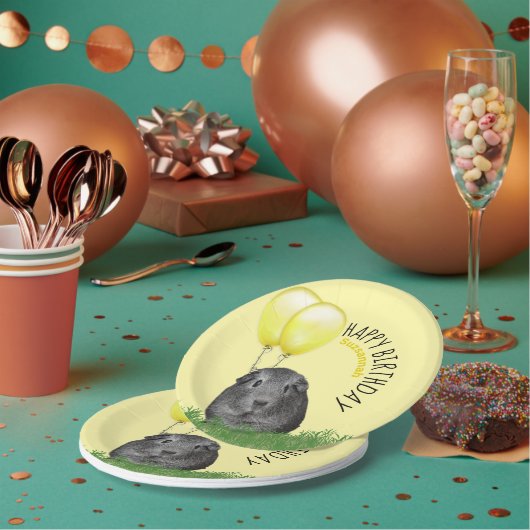 Individuelle Name Geburtstagsfeier Guinea Schweine Pappteller (Multi)