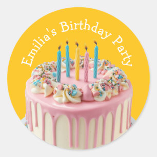 Individuelle Name Geburtstagsparty Tropfen Cake Ca Runder Aufkleber