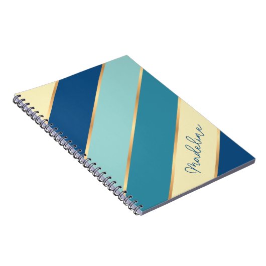 Individuelle Name Gelb Blau Aquamariner Meeresgrun Notizblock (Rechte Seite)