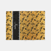 individuelle Name Gelb-Glitzer Trompeten Musiknote Fleecedecke (Vorderseite (Horizontal))