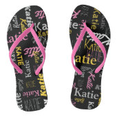 Individuelle Name gelb rosa grau schwarz typografi Badesandalen (Fußbett)