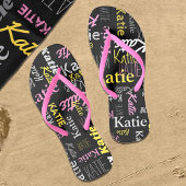 Individuelle Name gelb rosa grau schwarz typografi Badesandalen