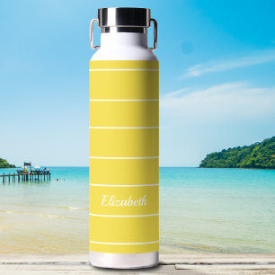 Individuelle Name Gelb weiß Streifen Modernes Must Trinkflasche