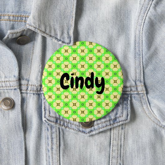 Individuelle Name Gelbe Blumen auf Grün Button (Beispiel)