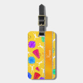 individuelle Name gelbe fröhliche Pompoms Gepäckanhänger (Vorderseite vertikal)