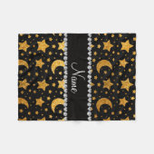 Individuelle Name Gelbe Glitzer Sterne und Mond Fleecedecke (Vorderseite (Horizontal))