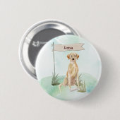 Individuelle Name Gelbe Labrador Haustier Button (Vorne & Hinten)