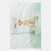 Individuelle Name Gelbe Labrador Haustier Geschirrtuch (Vertikal)