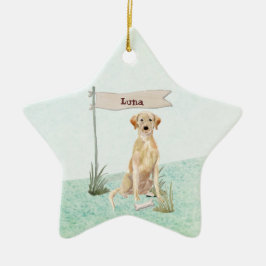 Individuelle Name Gelbe Labrador Haustier Hund Keramik Ornament