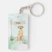 Individuelle Name Gelbe Labrador Haustier Schlüsselanhänger (Rückseite)