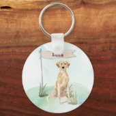 Individuelle Name Gelbe Labrador Haustier Schlüsselanhänger (Vorderseite)