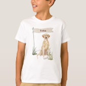 Individuelle Name Gelbe Labrador Haustier T-Shirt (Vorderseite)