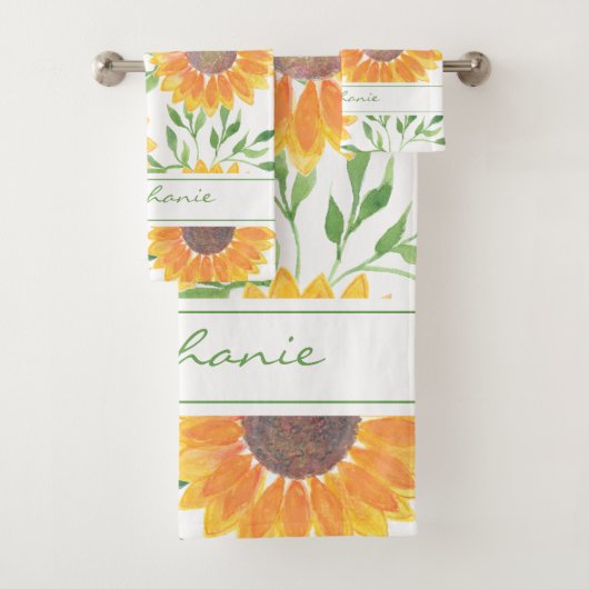 Individuelle Name Gelbe Sonnenblume  Badhandtuch Set (Insitu)