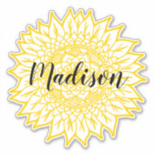 Individuelle Name Gelbe Sonnenblume Blume Mandala Aufkleber (Vorderseite)