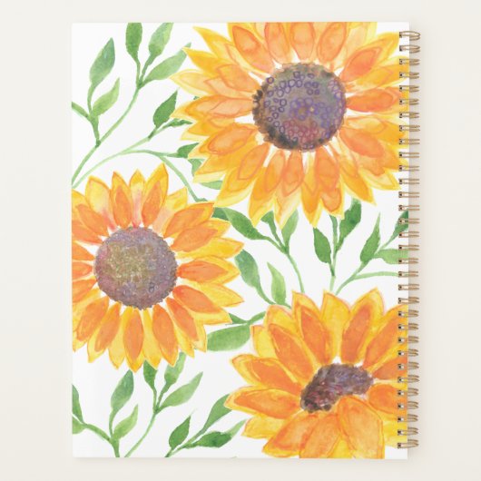 Individuelle Name Gelbe Sonnenblume Planer (Rückseite)