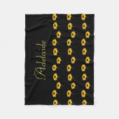 Individuelle Name Gelbe Sonnenblumen auf schwarz Fleecedecke (Vorderseite)