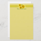 Individuelle Name Gelbe Wildblumen Kopfgrenze Briefpapier (Vorne/Hinten)