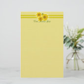 Individuelle Name Gelbe Wildblumen Kopfgrenze Briefpapier (Stehend Vorderseite)
