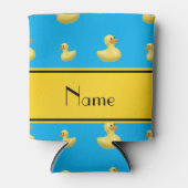 Individuelle Name gelber Streifen blaue Gummiente Dosenkühler (Vorderseite)