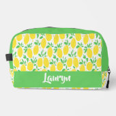 Individuelle Name gelbes Zitronenfruchtmuster Waschbeutel (Vorderseite)