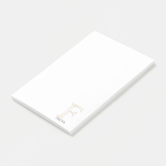Individuelle Name Geometric Gold Letter F Monogram Post-it Klebezettel (angewinkelt)