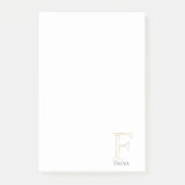 Individuelle Name Geometric Gold Letter F Monogram Post-it Klebezettel (Vorderseite)