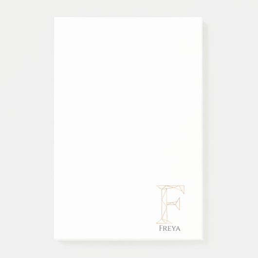 Individuelle Name Geometric Gold Letter F Monogram Post-it Klebezettel (Vorderseite)