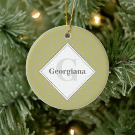 Individuelle Name Geometric Warm Neutral Polka Dot Keramik Ornament