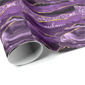 Individuelle Name Geschenkpapier Agate Lila Gold (Rolleneckpunkt)