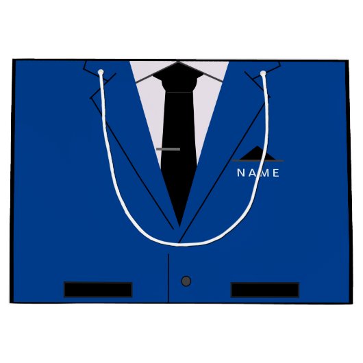 Individuelle Name-Geschenktasche mit blauem Anzug Große Geschenktüte (Vorderseite)