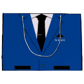 Individuelle Name-Geschenktasche mit blauem Anzug Große Geschenktüte (Rückseite)
