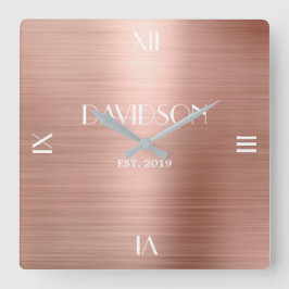 Individuelle Name Gestricktes Metall Personalisier Quadratische Wanduhr